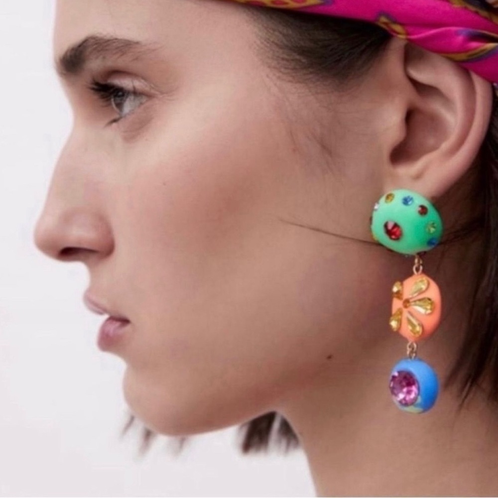 Acrylic Geo Jewel Drop Earrings